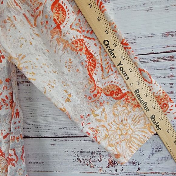 Chicos Womens 3 16/18 Shirt Medallion Print Linen Tunic Lagenlook Coastal Beachy - Picture 3 of 8